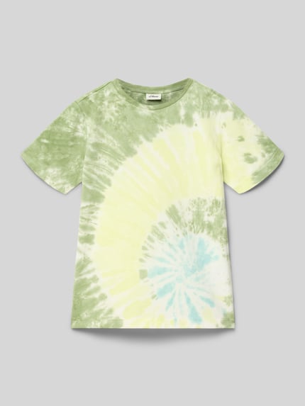 Produktfoto, Regular Fit T-Shirt aus reiner Baumwolle von s.Oliver RED LABEL, Optik: Allover-Muster in Grün, Gelb und Blau, Materialverarbeitung: Jersey