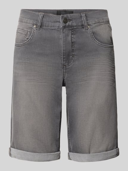 Produktfoto, Jeansshorts mit Eingrifftaschen van Angels, grijze korte jeans van mix van katoen en elastaan, regular fit, omslag, bandwijdte maat 36: 39 cm, binnenbeenlengte maat 36: 27 cm
