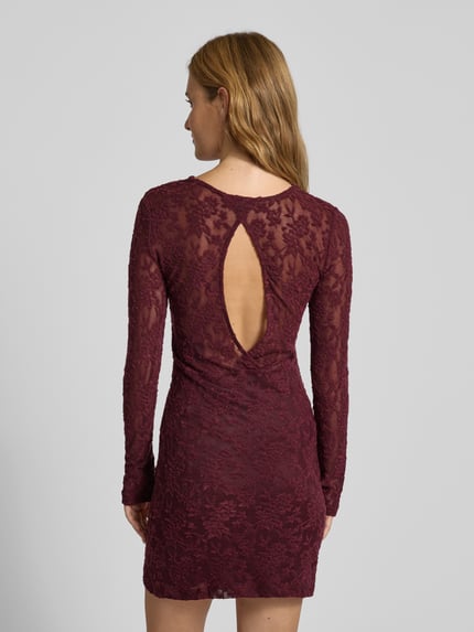 ONLY Tailliertes Minikleid mit Spitzen-Detail Modell 'BLAISE' Bordeaux 5