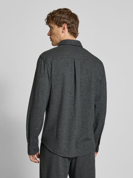 Jake*s Studio Men Regular Fit Freizeithemd mit Brusttasche Dunkelgrau Melange 5