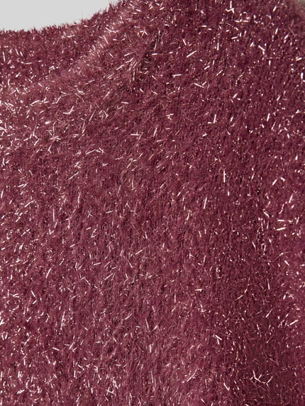 ONLY Regular Fit Strickpullover mit Glitzer-Optik Modell 'PIUMO GLITTER' Bordeaux 2