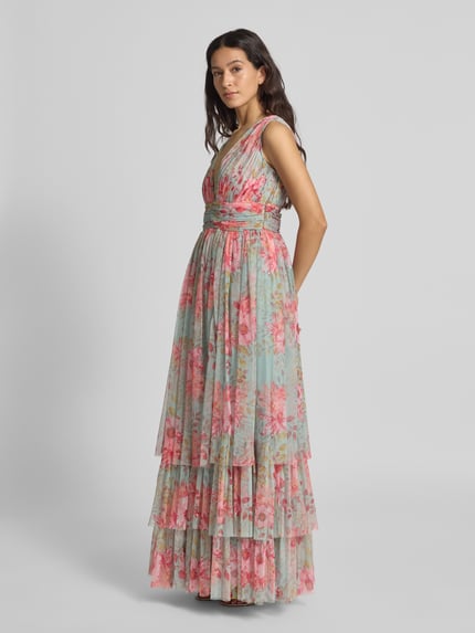 Lace & Beads Cocktailkleid im Stufen-Look Hellrot 1