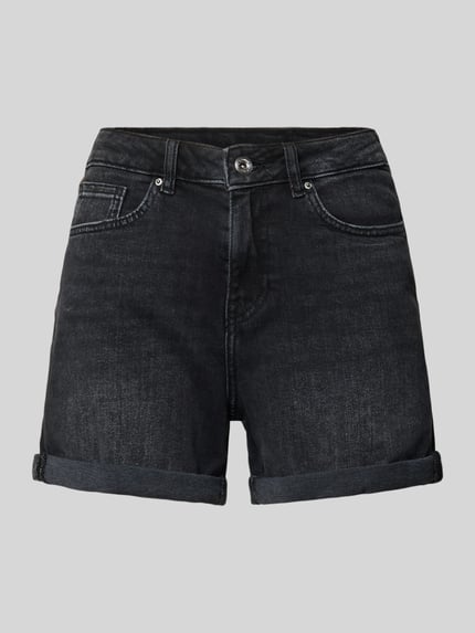 Productfoto, Regular Fit Jeansshorts uit katoenmix model 'JOSEPHINE' van Only, denimlook, 5-pocket, label patch, riemlussen, knoopsluiting