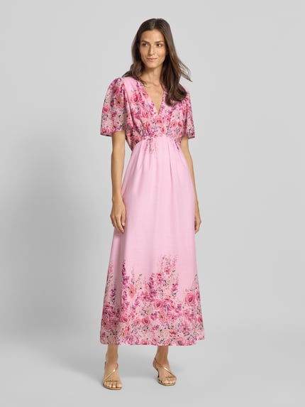 Neo Noir Maxi-jurk met V-hals, model 'Serna' Roze - 1