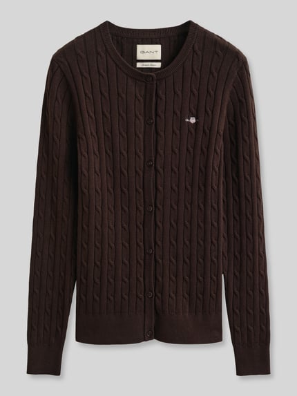 GANT Regular Fit Strickjacke aus Baumwoll-Mix Mittelbraun 2