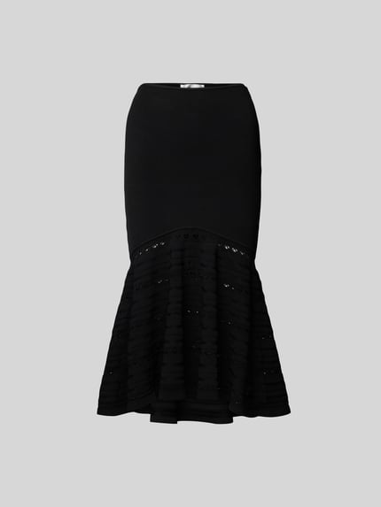 Victoria Beckham Spódnica midi o rozkloszowanym kroju z haftem angielskim Czarny 2