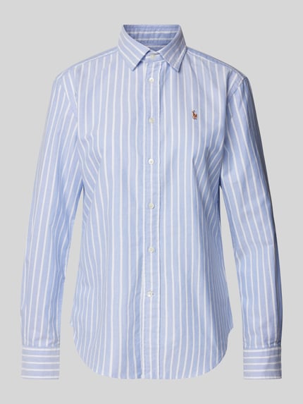 Polo Ralph Lauren Bluzka koszulowa z wyhaftowanym logo model ‘Kendal’ Jasnoniebieski melanż 2