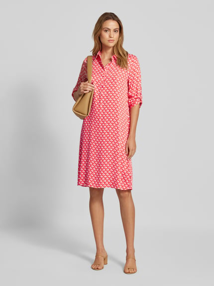 Milano Italy Knielange jurk met 3/4-mouwen Rood - 1