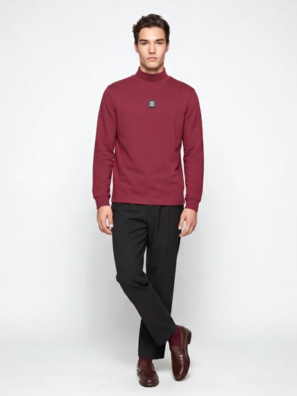 HUGO Sweatshirt mit Logo-Patch Modell 'Derytur' Bordeaux 1