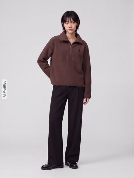 ARMEDANGELS Bluza o kroju oversized z czystej bawełny model 'HAARLEENAA' Ciemnobrązowy 1