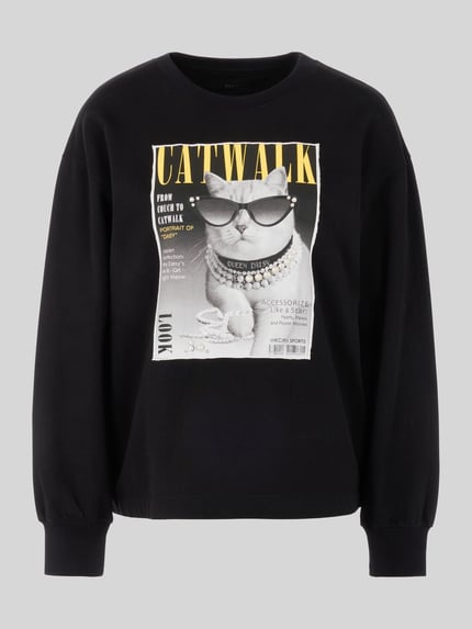 Marc Cain Sweatshirt mit Motiv-Print aus Baumwoll-Mix Black 2