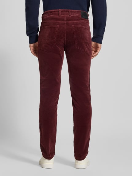bugatti Straight Fit Cordhose aus elastischem Baumwoll-Mix Bordeaux 5