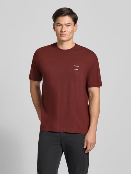 Samsøe Samsøe T-shirt z czystej bawełny o kroju regular fit model 'JOEL' Bordowy 4