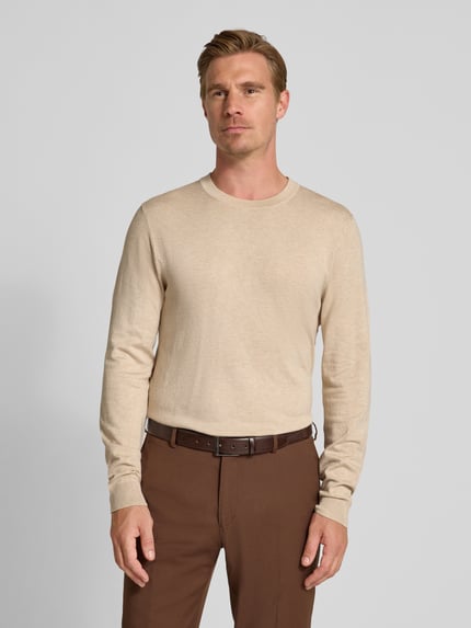 MCNEAL Gebreide pullover met geribde boorden Zand gemêleerd - 4