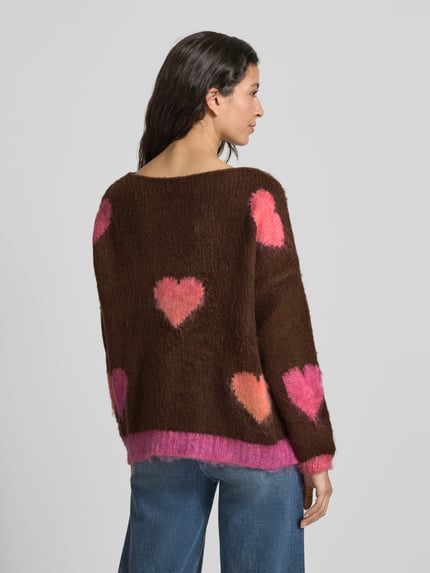 miss goodlife Oversize sweter z dzianiny z mieszanki wełny i alpaki Czekoladowy 5