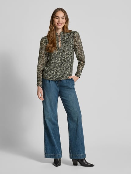 BOSS Orange Regular Fit Bluse mit Allover-Muster Modell 'C_BERODEO' Black 1