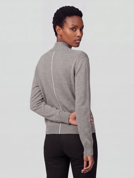 Calvin Klein Womenswear Pullover aus Wolle mit Kontrastnaht Beige Melange 5