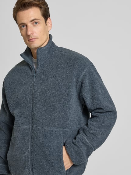 Jake*s Studio Men Sweatjack met teddyvoering Rookblauw - 3