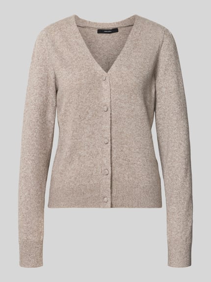 Produktfoto, Regular fit gebreid jack met v-hals model 'DOFFY' van VERO MODA, beige, fijne structuur, Dames