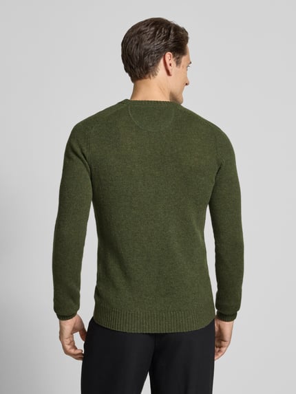 MCNEAL Regular Fit Strickpullover aus reiner Wolle Dunkelgruen Melange 5
