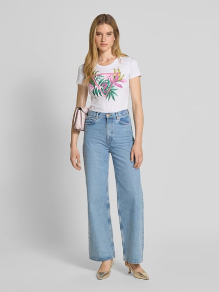 GUESS T-shirt z nadrukiem z logo Biały 1