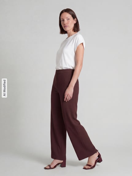 Raffaello Rossi Wijdte broek met elastische band model 'PALINA' Donkerbruin - 1