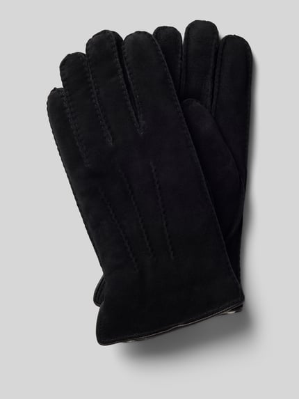Productfoto, handschoenen uit echt leer met siernaden van Akaroa, omzoomde boorden, effen design, Heren handschoenen