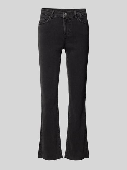 VERO MODA Bootcut High-Waist-Jeans mit offenem Saum Modell 'SHEILA' Black 2