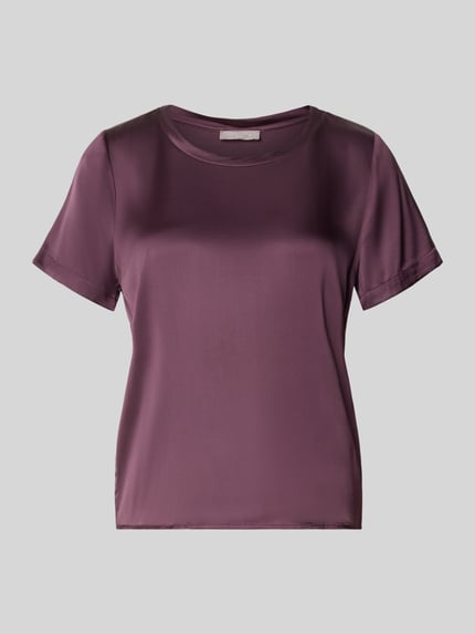 Blusenshirt aus Satin mit Rundhalsausschnitt Shop The Look MANNEQUINE
