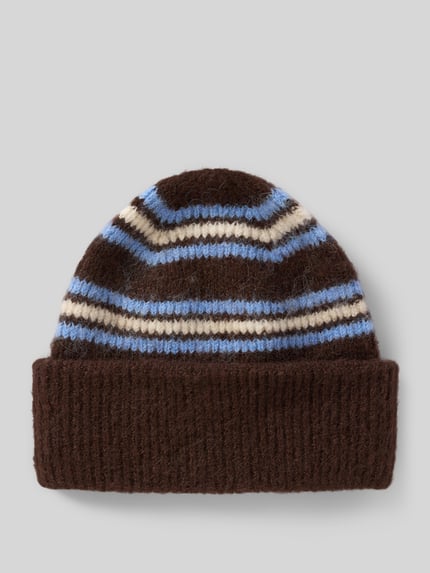 OPUS Beanie met brede omslag Model 'Alenie' Donkerbruin - 1