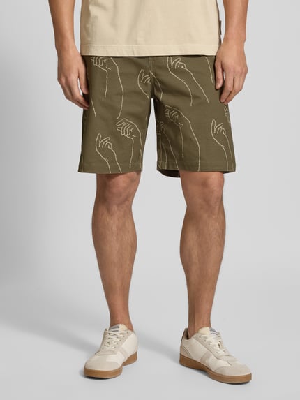 Wood Wood Korte regular fit broek met steekzakken, model 'fallon' Olijfgroen - 4