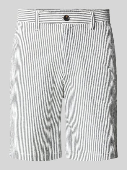 Produktfoto, Regular Fit Bermudas aus Baumwoll-Mix Modell 'KARL' von SELECTED HOMME, wzór w paski, wykończenie seersucker, mieszanka bawełny