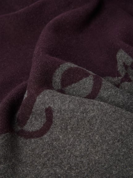 Produktfoto, Schal aus reiner Viskose mit Fransen Modell 'OKTOBER' von COMMA, weicher Stoff in Grau und Dunkellila, rechteckige Form