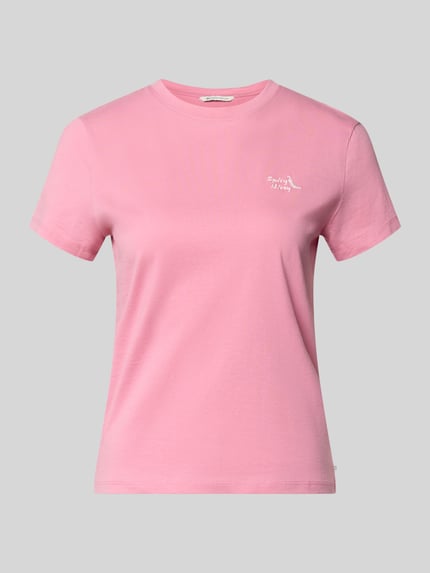 Tom Tailor Denim Regular Fit T-Shirt aus reiner Baumwolle Pink 2