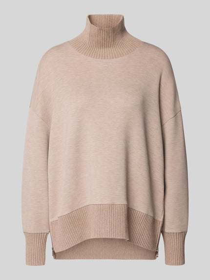 Produktfoto, Sweatshirt mit Stehkragen und überschnittenen Schultern von VARLEY in Beige, Viskose-Mix, relaxed Fit, melierte Textur