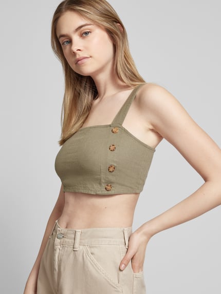ONLY Crop Top aus Leinen-Viskose-Mix Modell 'CARO' Oliv 3