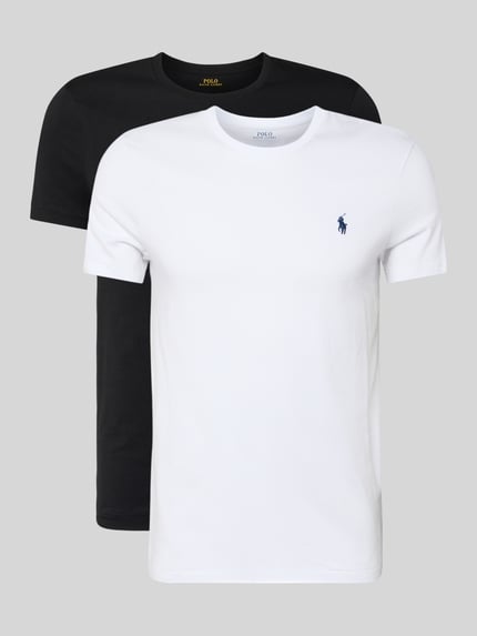 Produktfoto, T-shirt met labelstitching van Polo Ralph Lauren, heren T-shirt van puur katoen, regular fit, ronde hals, ruglengte maat M 67 cm