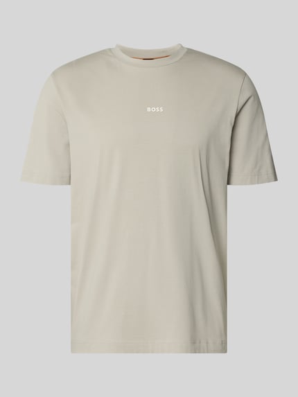 Produktfoto, Regular Fit T-Shirt aus Baumwoll-Mix Modell 'TCHUP' von BOSS Orange, Optik: Unifarben, Label-Schriftzug, Kurzarm, Feinripp-Struktur.
