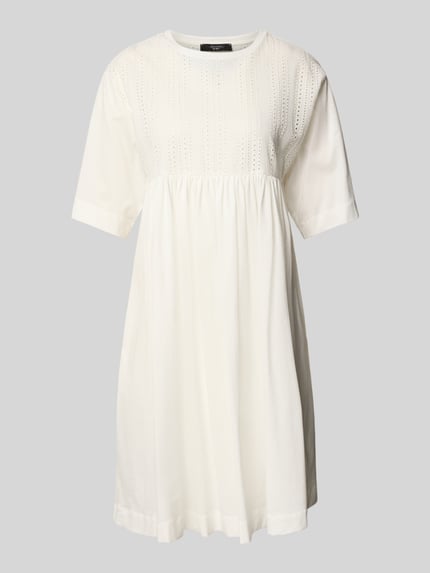 Weekend Max Mara Knielanges Kleid mit Lochstickerei Modell 'MORETTO' Weiss 2