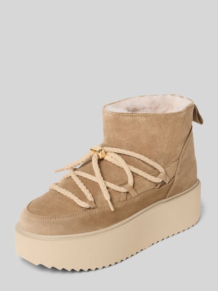 INUIKII Snowboots van leer met plateauzool Beige - 1