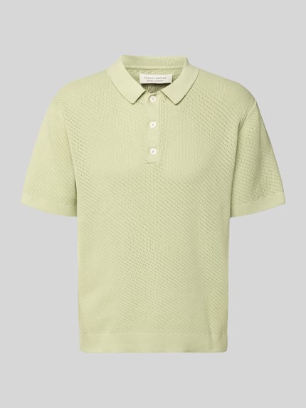 Produktfoto, Regular Fit Poloshirt mit Label-Detail Modell 'ISAKSSON' van Casual Friday, heren poloshirt van puur katoen, polokraag, halflange mouwen, ruglengte maat M: 67 cm, lichtgroene kleur, fijne structuur, effen design