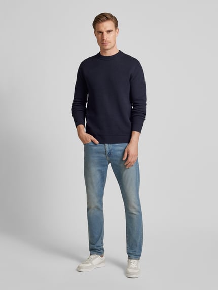 Selected Gebreide pullover met ronde hals, model 'DANE' Marineblauw - 1