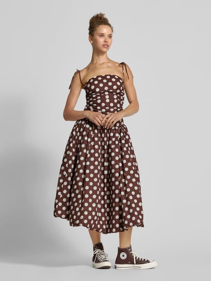 Amy Lynn Cocktailjurk met plooien, model 'Alexa' Donkerbruin - 1