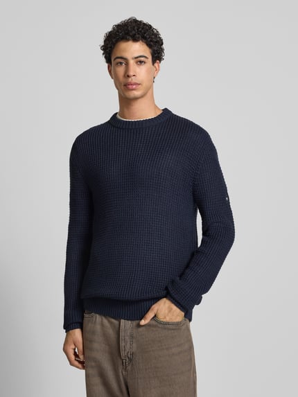JACK & JONES Strickpullover mit gerippten Abschlüssen Modell 'LINK' Marine 4