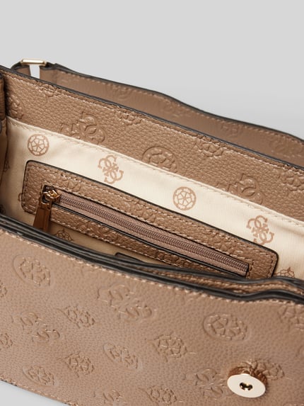 GUESS Torba na ramię z fakturowanym wzorem z logo model ‘CRESIDIA’ Szarobrązowy 5