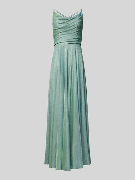 LUXUAR FASHION Abendkleid mit Wasserfall-Ausschnitt Blau 2