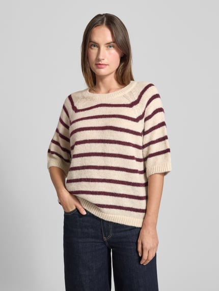Milano Italy Loose Fit Strickpullover mit Alpaka-Anteil Dunkelrot 4