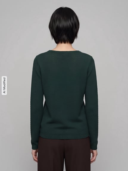 VERO MODA sweter w kroju regular fit z czystej bawełny model 'CARE' Ciemnozielony 5