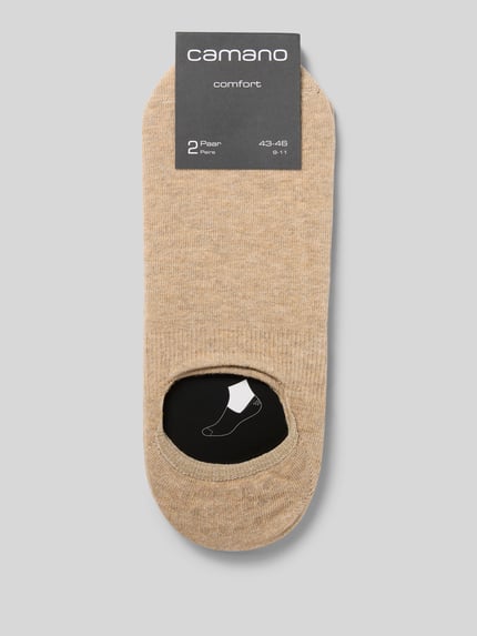 Productfoto, Socken mit geripptem Abschluss im 2er-Pack van camano in beige, katoenmix met stretch, geribde boord, labelprint, heren.