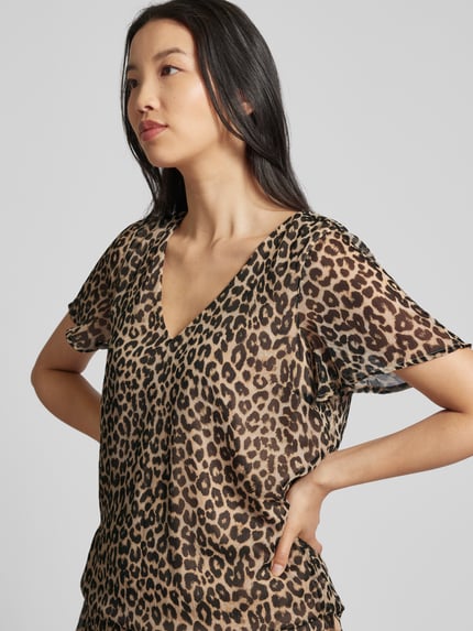 VERO MODA Blouseshirt met transparante mouwen, model 'SMILLA' Middenbruin - 3